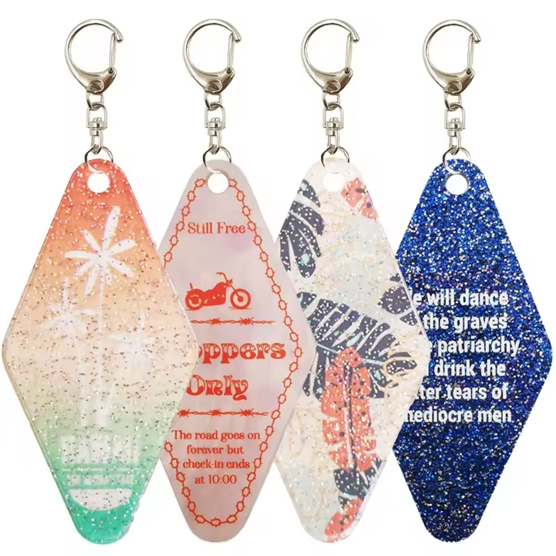 Custom Colorful Hotel Motel Acrylic Keychains